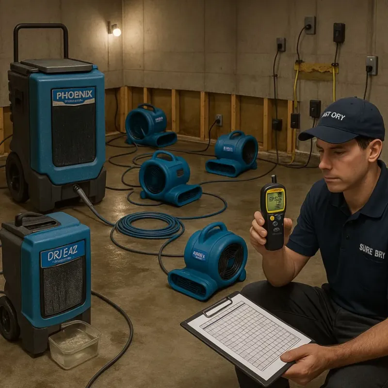 Structural Drying and Dehumidification process in McMurray, PA